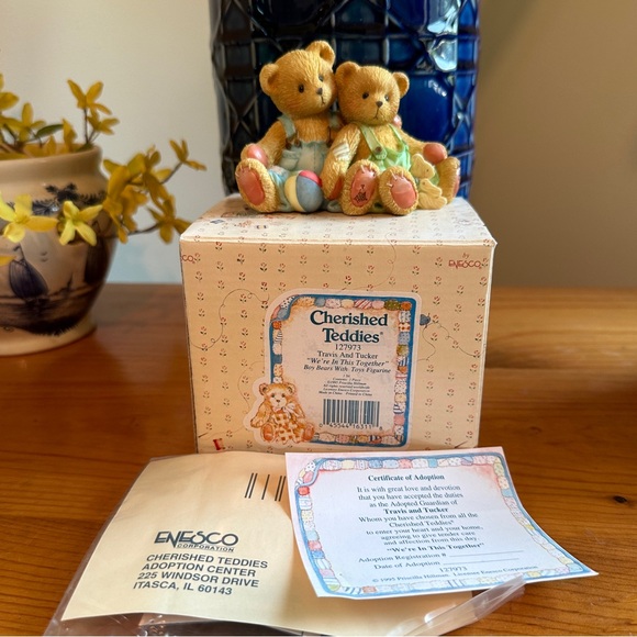 Cherished Teddies Travis & Tucker 1995 “We’re in this Together” Figurine - Picture 3 of 7